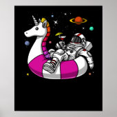 Astronautenfahrer Unicorn Float Space Pool Party Poster (Vorne)