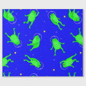 Astronautenfrosch blau geschenkpapier (Flach)