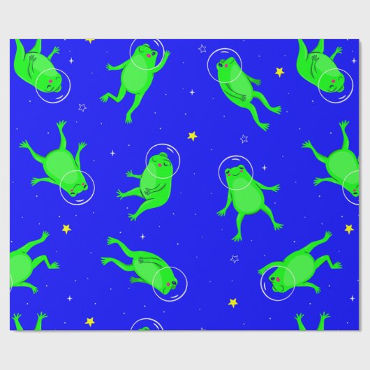 Astronautenfrosch blau geschenkpapier (Flach)