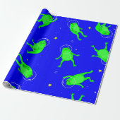 Astronautenfrosch blau geschenkpapier (Ungerollt)