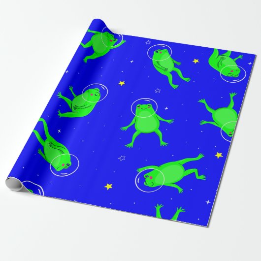 Astronautenfrosch blau geschenkpapier (Ungerollt)
