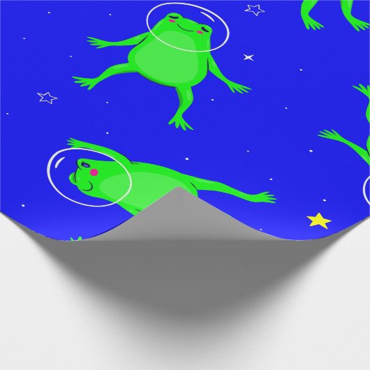 Astronautenfrosch blau geschenkpapier (Ecke)