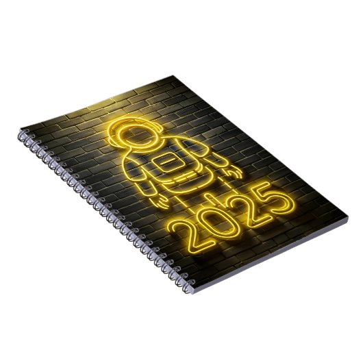 Astronautengelber Neon 2025 Notebook Notizblock (Rechte Seite)