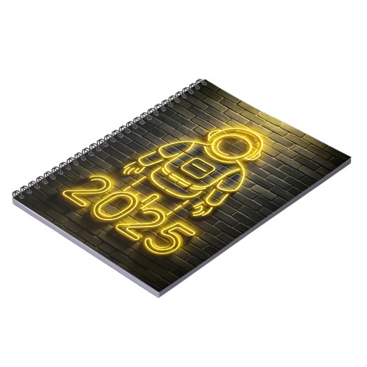 Astronautengelber Neon 2025 Notebook Notizblock (Linke Seite)