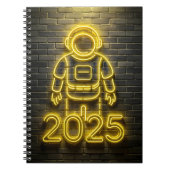 Astronautengelber Neon 2025 Notebook Notizblock (Vorderseite)