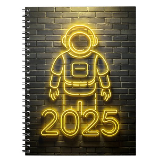 Astronautengelber Neon 2025 Notebook Notizblock (Vorderseite)