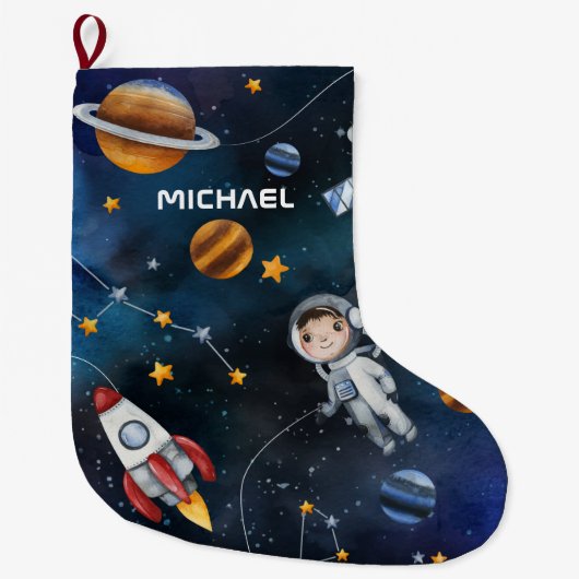 Astronautenillustrierung für das Außenraummuster i Großer Weihnachtsstrumpf (Vorderseite)