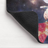 Astronautenkatze, die eine Pizzasuppe jagt Mousepad (Ecke)