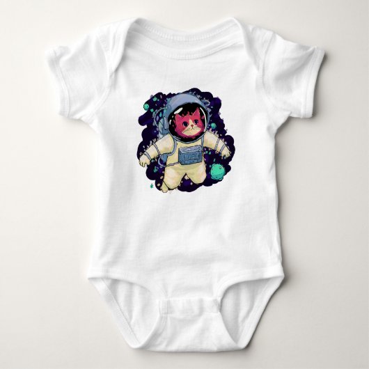 Astronautenkatze farbig baby strampler (Vorderseite)