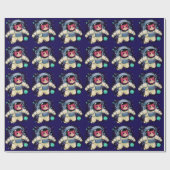 Astronautenkatze farbig geschenkpapier (Flach)