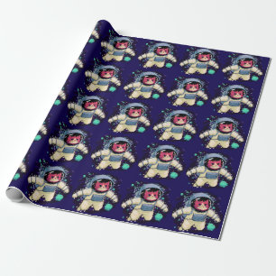 Astronautenkatze farbig geschenkpapier