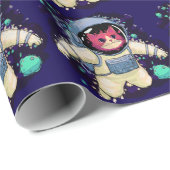 Astronautenkatze farbig geschenkpapier (Rolleneckpunkt)