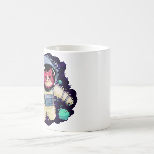 Astronautenkatze farbig kaffeetasse (Mittel)