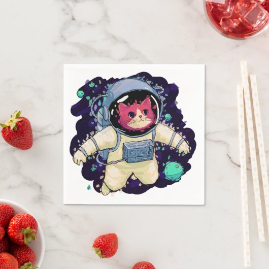 Astronautenkatze farbig serviette (Beispiel)