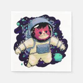 Astronautenkatze farbig serviette
