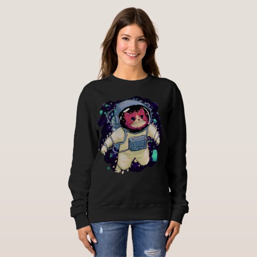 Astronautenkatze farbig sweatshirt (Vorne ganz)