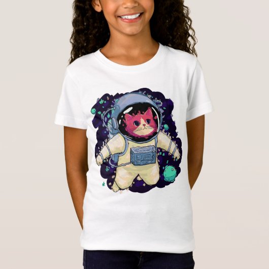 Astronautenkatze farbig T-Shirt (Vorderseite)