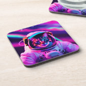 Astronautenkatze Getränkeuntersetzer (Linke Seite)