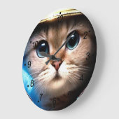 Astronautenkatze Große Wanduhr (Winkel)