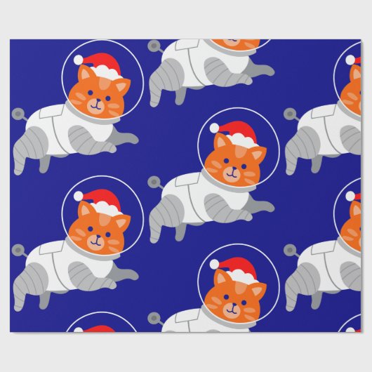 Astronautenkatze hässlich Weihnachtssanta Geschenkpapier (Flach)