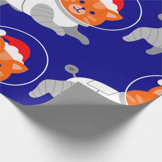 Astronautenkatze hässlich Weihnachtssanta Geschenkpapier (Ecke)