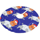 Astronautenkatze hässlich Weihnachtssanta Polyester Weihnachtsbaumdecke (Schrägansicht)