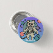 Astronautenkatze im Weltraum | Gewitzt und Niedlic Button (Vorne & Hinten)