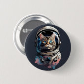 Astronautenkatze im Weltraum Kunst Button (Vorne & Hinten)