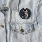 Astronautenkatze im Weltraum Kunst Button (Beispiel)