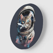 Astronautenkatze im Weltraum Kunst Große Wanduhr (Winkel)