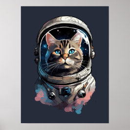 Astronautenkatze im Weltraum Kunst Poster