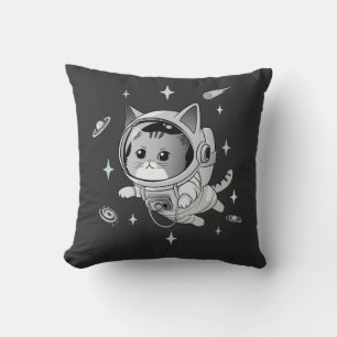 Astronautenkatze im Weltraum Niedliche Katze Kissen