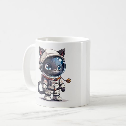 Astronautenkatze Kaffeetasse (Vorderseite Links)