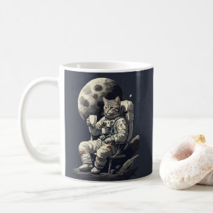 Astronautenkatze mit Kaffee-Cup Kaffeetasse