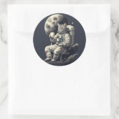 Astronautenkatze mit Kaffee-Cup Runder Aufkleber (Tasche)