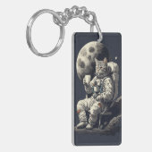 Astronautenkatze mit Kaffee-Cup Schlüsselanhänger (Vorderseite links)