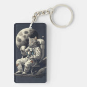 Astronautenkatze mit Kaffee-Cup Schlüsselanhänger (Rückseite)