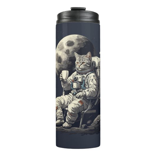 Astronautenkatze mit Kaffee-Cup Thermosbecher (Vorderseite)