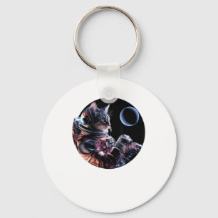 Astronautenkatze mit Planet Schlüsselanhänger