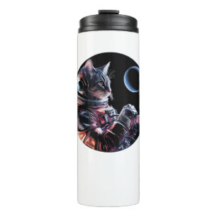 Astronautenkatze mit Planet Thermosbecher
