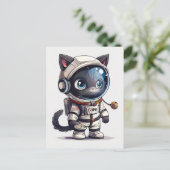 Astronautenkatze Postkarte (Stehend Vorderseite)