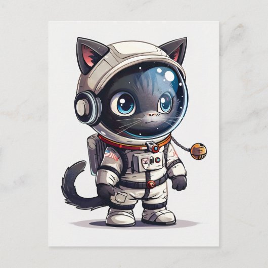 Astronautenkatze Postkarte (Vorderseite)