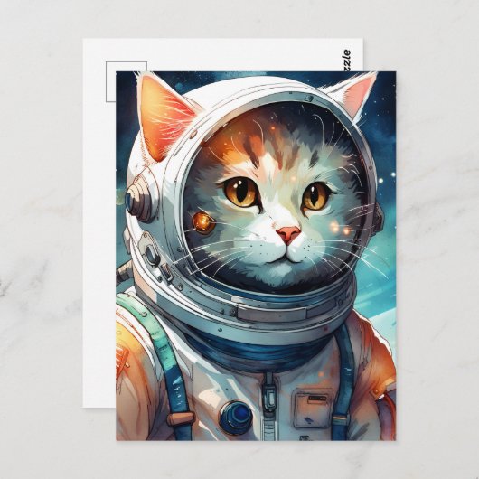 Astronautenkatze Postkarte (Vorne/Hinten)