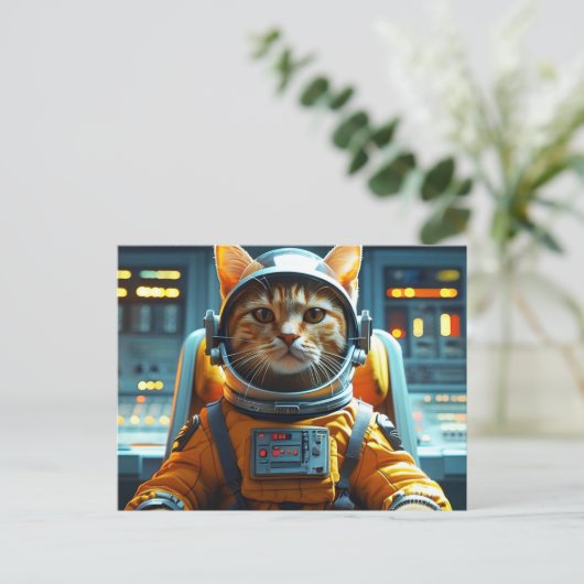 Astronautenkatze Postkarte (Stehend Vorderseite)