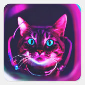 Astronautenkatze Quadratischer Aufkleber (Vorderseite)