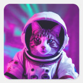 Astronautenkatze Quadratischer Aufkleber (Vorderseite)