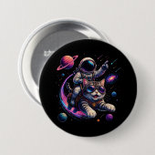 Astronautenkatze reist durch den Weltraum Button (Vorne & Hinten)