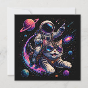 Astronautenkatze reist durch den Weltraum Einladung
