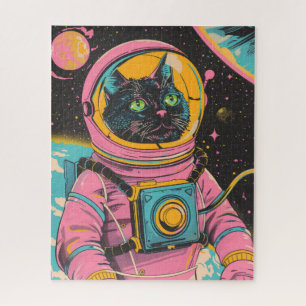 Astronautenkatze-Retro-Illustration Puzzle