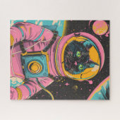 Astronautenkatze-Retro-Illustration Puzzle (Horizontal)